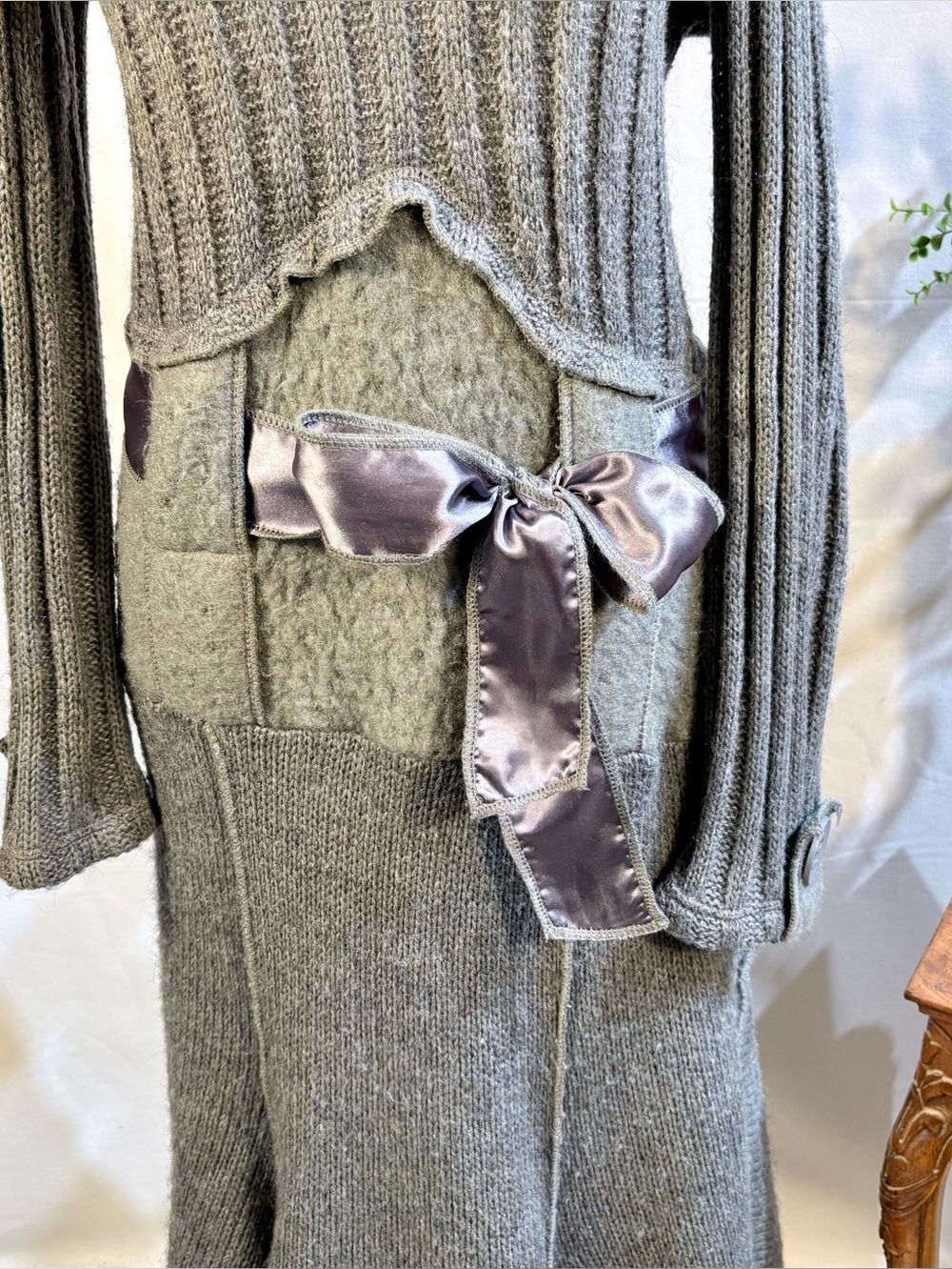 ☀️Vintage Grifflin Paris Mohair Wool Mixed Media Handkerchief Knit Dress L🧡 - Picture 7 of 14
